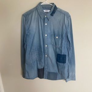 FDTML boro denim shirt in indigo blue